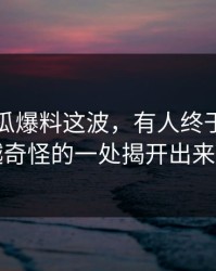 关于吃瓜爆料这波，有人终于把越想越奇怪的一处揭开出来了